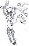  alex_ahad ass boots breasts concept_art d._violet demon_tail elbow_gloves gloves high_heels horns long_hair mask medium_breasts monochrome pointy_ears sideboob sketch skullgirls snake solo stiletto_heels tail thigh_boots thighhighs whip 