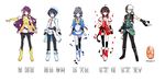  2boys 3girls 5girls artist_request chinese female lineup looking_at_viewer luo_tianyi mo_qingxian multiple_boys multiple_girls official_art simple_background standing translated vocaloid vocaloid_china vocanese white_background yuezheng_ling yuezheng_longya zhiyu_moke 