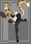  blue_eyes feline female hair legwear leopard looking_at_viewer maid maid_uniform mammal narcotic_sprinkles smile solo stockings 