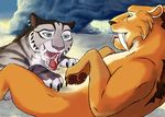  cat cum diego diego_(ice_age) duo feline fellatio female feral ice_age lying male mammal marjani on_back on_front oral oral_sex penis saber_tooth_tiger sex shira shira_(ice_age) snow straight tiger tongue tongue_out 