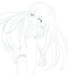  character_request lineart long_hair looking_at_viewer monochrome solo thighhighs twintails wingheart 