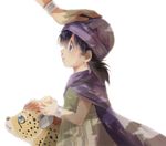  borongo cape child dragon_quest dragon_quest_v gen_(enji) hero_(dq5) long_hair petting purple_eyes purple_hair solo_focus time_paradox turban younger 