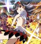  :p breasts cloud crossover double_dealing_character explosion highres kijin_seija kill_la_kill medium_breasts multicolored_hair multiple_girls purple_hair red_eyes scissor_blade shope skirt sky smile sukuna_shinmyoumaru sword tongue tongue_out touhou underboob weapon yin_yang 