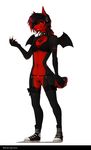  anthro bat black_fur bottomless bra breasts canine claws collar converse dog ear_piercing female fox fur hair halloween holidays husky legwear looking_at_viewer mammal multi-colored_hair nnecgrau piercing red_eyes red_fur shoes smile solo stockings underwear wings wolf zoe 