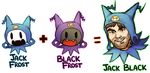  &gt;:) &gt;_&lt; :d black_frost closed_eyes fang hat hat_with_ears if_they_mated jack_black jack_frost kataro megami_tensei open_mouth pun real_life simple_background smile v-shaped_eyebrows white_background xd 
