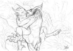  charr claws duo eyes_closed fangs feline female flat_chested grass guild_wars horn jackrow kissing lying male mammal missionary_position monochrome multiple_ears on_back paws penetration sex sketch spread_legs spreading straight tasteful video_games 