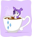  :3 artist-apprentice587 blue_eyes blush bunny_costume cup eating equine female feral friendship_is_magic hair horn horse hot_chocolate mammal marshmallow my_little_pony pony purple_hair rarity_(mlp) solo steam unicorn 