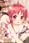  bad_id bad_pixiv_id bath bathtub blush breasts cat_tail curtains eventh7 faucet highres long_hair looking_at_viewer nipples nude open_mouth original red_eyes red_hair small_breasts soap_bubbles solo tail tareme water 