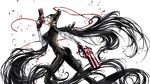  1girl absurdly_long_hair ass bayonetta bayonetta_(character) breasts dual_wielding glasses gun large_breasts long_hair official_art solo very_long_hair weapon 