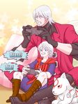  2boys capcom chibiterasu child crossover dante dante_(devil_may_cry) devil_may_cry devil_may_cry_4 english multiple_boys nero_(devil_may_cry) ookami_(game) ookamiden playing_games smile 