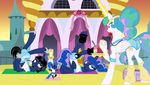  clothed clothing cutie_mark equine evilfrenzy exercise female feral food friendship_is_magic hair horn horse leg_warmer legwear long_hair male mammal my_little_pony pony princess_celestia_(mlp) princess_luna_(mlp) shorts smile stretching winged_unicorn wings 
