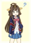  ? ahoge brown_hair cosplay double-master flag_print hairband hood hoodie jacket japanese_clothes kantai_collection kin-iro_mosaic kongou_(kantai_collection) kujou_karen kujou_karen_(cosplay) long_hair open_clothes open_hoodie open_mouth seiyuu_connection skirt solo touyama_nao union_jack 