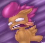  barefoot d: derp drooling equine feral friendship_is_magic fur hi_res hooves horse humor lamia_(artist) mammal my_little_pony nude open_mouth orange_fur orange_nose pegasus plain_background pony purple_background purple_eyes saliva scootaloo_(mlp) teeth tongue tongue_out what white_eyes wings 