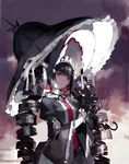  black_hair black_umbrella bonnet celestia_ludenberck danganronpa danganronpa_1 drill_hair gloves gothic_lolita lolita_fashion long_hair necktie parasol red_eyes smile solo starshadowmagician twin_drills twintails umbrella 