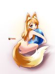  animal_ears begonia blonde_hair blue_eyes firefox fox_ears fox_tail long_hair looking_at_viewer nude personification solo tail 