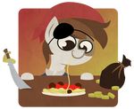  alpha_channel bag bolognese brown_eyes brown_hair coin cutlass do-rag eating equine eye_patch eyewear foxy-noxy friendship_is_magic hair horse male mammal meatballs my_little_pony pipsqueak_(mlp) plain_background pony solo spaghetti sword table transparent_background weapon 