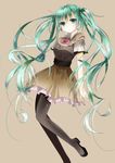  aqua_eyes green_hair hatsune_miku highres kurana long_hair pantyhose skirt solo twintails very_long_hair vocaloid 