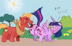  big_macintosh_(mlp) bite boils butt cutie_mark duo english_text equine eyes_closed female feral friendship_is_magic hemorrhoids horn horse male mammal my_little_pony nightmare_fuel obese outside overweight pimples pony spiral std sweat teeth text twilight_sparkle_(mlp) unknown_artist what winged_unicorn wings 