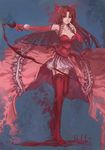  artist_name blood breasts brown_hair carmilla castlevania castlevania:_circle_of_the_moon cleavage dress elbow_gloves garter_straps glass gloves hair_ribbon hideki large_breasts long_hair red_eyes red_legwear ribbon showgirl_skirt skirt smile solo vampire 