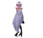  feathered_wings feathers full_body harpy impundulu monster_girl praxis raet red_eyes seductive_smile silver_hair smile smirk solo transparent_background vampire wings 