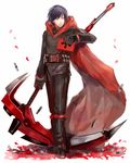  bad_id bad_pixiv_id black_hair book cape full_body genderswap genderswap_(ftm) grey_eyes ichinose777 magazine_(weapon) male_focus ruby_rose rwby scythe smile solo 