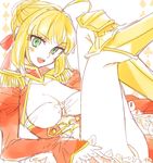  00s 1girl artist_request fate/stay_night fate_(series) female looking_at_viewer pixiv_manga_sample rie_(kurapopon) saber saber_extra solo source_request upskirt 