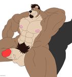  2013 abs anthro balls bear biceps big_muscles big_penis brown_fur canine erection fur hair kisuke_mineo looking_at_viewer male maxime-jeanne muscles nipples nude pecs penis pose smile solo 