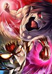  armored_titan blonde_hair brown_hair clenched_hand cover fight fighting fist monster monster_boy muscle no_pupils open_mouth red_eyes rogue_titan shingeki_no_kyojin short_hair 