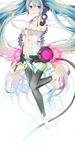  anklet aqua_eyes aqua_hair bad_id bad_pixiv_id barefoot bridal_gauntlets gears hatsune_miku hatsune_miku_(append) highres jewelry long_hair moegi0926 navel necktie solo twintails very_long_hair vocaloid vocaloid_append 