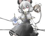  animal_ears bad_id bad_pixiv_id basket bishamonten's_pagoda capelet cink-knic dowsing_rod grey_hair jewelry mouse mouse_ears mouse_tail nazrin pendant red_eyes short_hair simple_background solo tail touhou white_background 