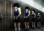  4girls bdsm black_hair bondage bound cuffs female gag gin-nasu-en multiple_girls original rope school_uniform standing 