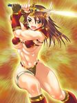  1girl breasts kodamashi large_breasts midriff open_mouth solo sword ubawareta_onna_senshi weapon 