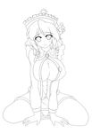  absurdres breasts chuuten_(clam_chowder) cleavage greyscale hat highres huge_breasts legs lineart merlin_prismriver monochrome panties short_hair solo thick_thighs thighs touhou underwear 