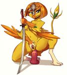  anal_penetration annoyed avian bird breasts brown_eyes clitoris feathers female gaping gaping_pussy javanshir katana kaven looking_at_viewer nevrean nude penetration presenting pussy sex_toy solo spread_pussy spreading sword thick_thighs weapon wings 