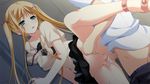  1girl against_wall bent_over blonde_hair blush censored cum cum_in_pussy game_cg hair_ornament hairclip kagami_inori leg_lift looking_back narumi_suzune off_shoulder sex skirt skirt_lift strap_slip tojita_sekai_no_tori_colony twintails vaginal 