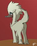  anus blush canine dog female feral fur furfrou looking_back mammal nintendo nude plain_background pok&#233;mon pok&eacute;mon poodle pussy solo unknown_artist video_games white_fur 