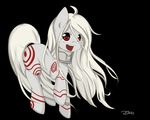  collar crossover cutie_mark deadman_wanderlang deadman_wonderland female feral friendship_is_magic fur hair long_hair looking_at_viewer mrsremi my_little_pony open_mouth plain_background red_eyes shiro smile solo teeth transparent_background white_fur white_hair 