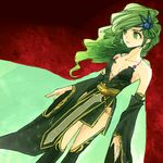  detached_sleeves dutch_angle earrings final_fantasy final_fantasy_iv green_eyes green_hair hair_ornament jewelry long_hair older rydia solo wide_sleeves yadoso 