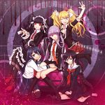  :p black_hair blonde_hair blue_eyes blue_hair boots braid brown_eyes celestia_ludenberck chair copyright_name danganronpa danganronpa_1 drill_hair enoshima_junko fukawa_touko hair_ornament hairclip head_rest iria_(yumeirokingyo) kirigiri_kyouko kneeling lavender_hair maizono_sayaka multiple_girls one_eye_closed pantyhose plaid plaid_skirt purple_eyes red_eyes sitting skirt sleeves_rolled_up thighhighs tongue tongue_out twin_drills twintails 