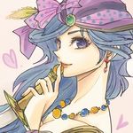  bandana blue_hair earrings final_fantasy final_fantasy_ii heart jewelry knife leila lips looking_at_viewer necklace parted_lips reila smile solo yadoso 