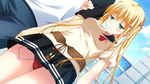  1girl artist_request blonde_hair character_request discreet_vibrator game_cg green_eyes kagami_inori narumi_suzune panties skirt source_request tojita_sekai_no_tori_colony twintails vibrator 