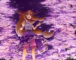  chain cherry_blossoms horns ibuki_suika kannari long_hair orange_hair promotions ribbon solo touhou 