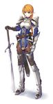  armor blonde_hair blue_eyes braid elf fantasy kirishima_satoshi original pointy_ears solo sword weapon 