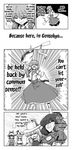  comic greyscale hakurei_reimu hard_translated kirisame_marisa kochiya_sanae miyamoto_ryuuichi monochrome moriya_suwako multiple_girls saturday_night_fever source_request touhou translated yasaka_kanako 