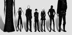  5boys bad_id bad_pixiv_id blame! blon cibo cyberpunk davine_lu_linvega dhomochevsky everyone ghost_in_the_shell ghost_in_the_shell_lineup ghost_in_the_shell_stand_alone_complex greyscale height_difference highres iko killy lineup long_hair missing_eye monochrome multiple_boys multiple_girls parody pcell saitou_yuu schiff silicon_creature twintails 