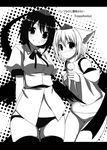  greyscale inubashiri_momiji kaneru monochrome multiple_girls panties shameimaru_aya thighhighs touhou underwear 