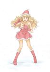  blonde_hair christmas hirasawa_meio long_hair macross macross_frontier music santa_costume sheryl_nome singing solo 