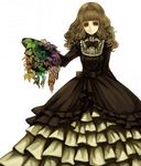  blonde_hair bow copyright_request curly_hair dress emi_(emi43) frills gothic_lolita hat lolita_fashion long_hair plant ribbon solo victorian vines 