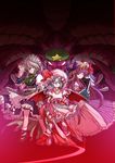  bad_id bad_pixiv_id between_fingers book cover cover_page doujin_cover dragon dress hat highres hong_meiling hydra izayoi_sakuya kimimaru knife multiple_girls patchouli_knowledge remilia_scarlet sword touhou weapon wings 