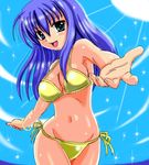  bad_id bad_pixiv_id bikini blue_eyes blue_hair kurokuro_(koulen1206) long_hair lowres original solo splashing swimsuit 